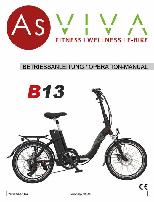 Składany E-Bike B13 Bedienungsanleitung