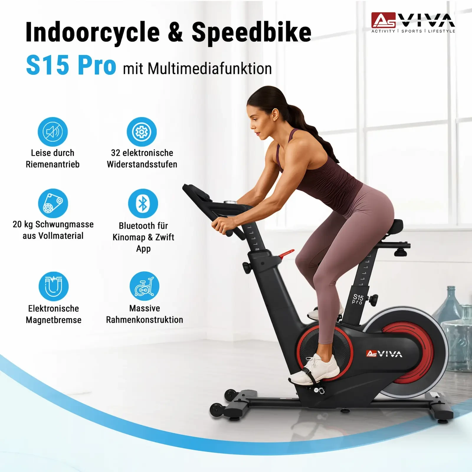 AsVIVA S15 Speedbike – Indoor Cycle z funkcją multimedialną: funkcje w skrócie