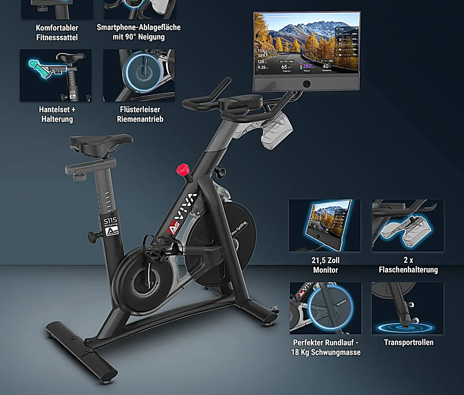 AsVIVA S11S Speedbike Indoor Cycle – wszystkie komponenty w skrócie