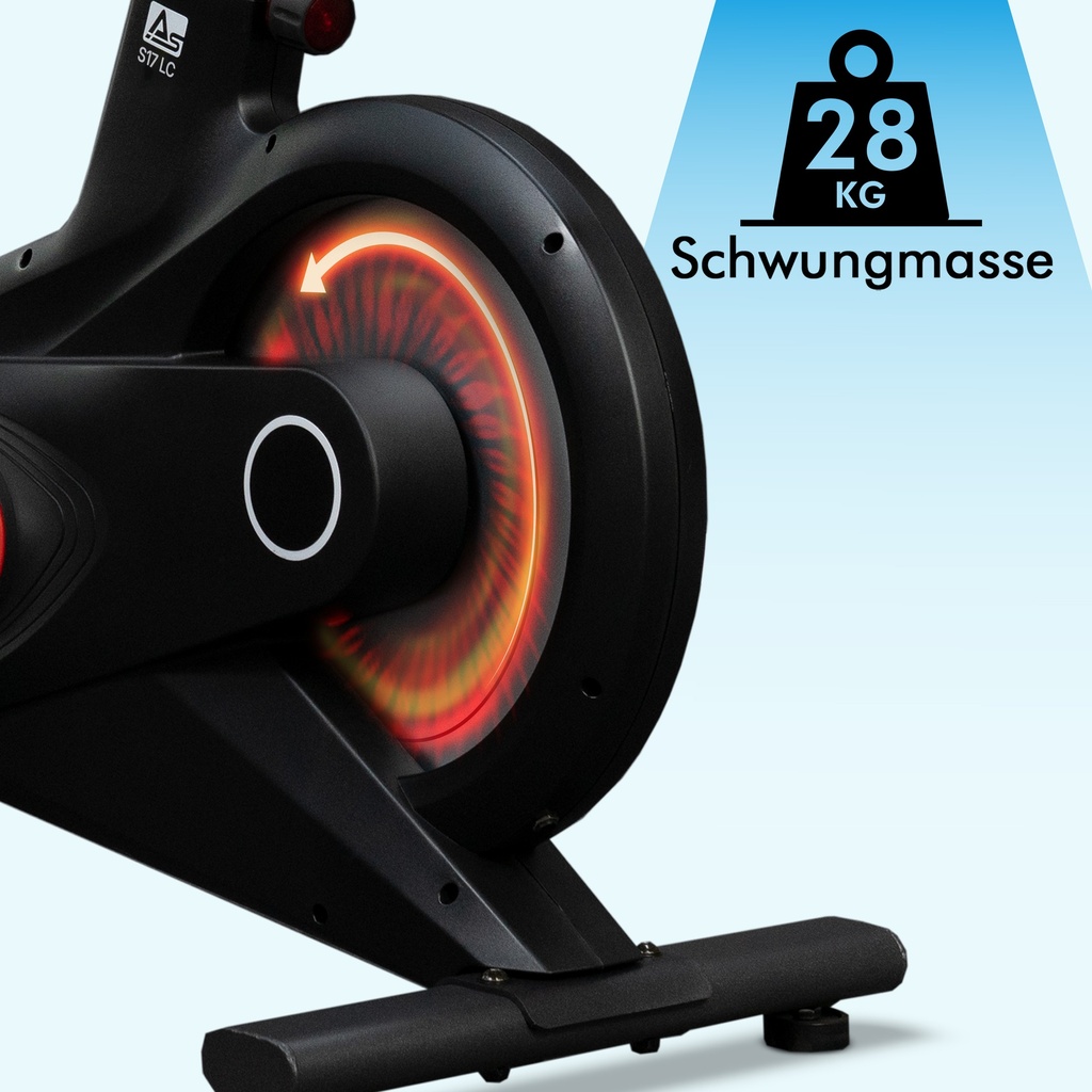Masa zamachowa AsVIVA Speedbike Studio Pro S17 dla płynnego i cichego ruchu