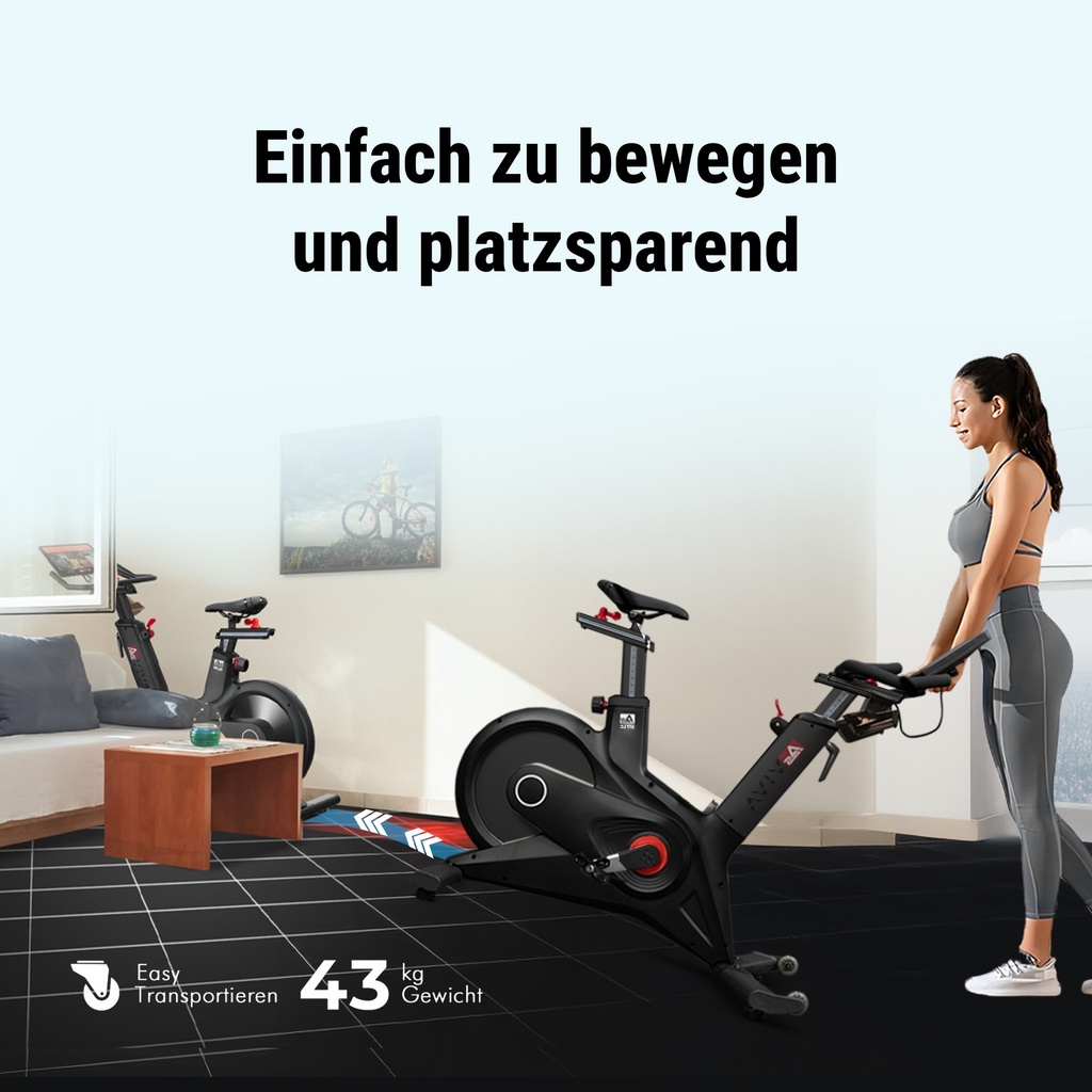 Zintegrowane kółka transportowe AsVIVA Speedbike Studio Pro S17 dla łatwego przestawiania