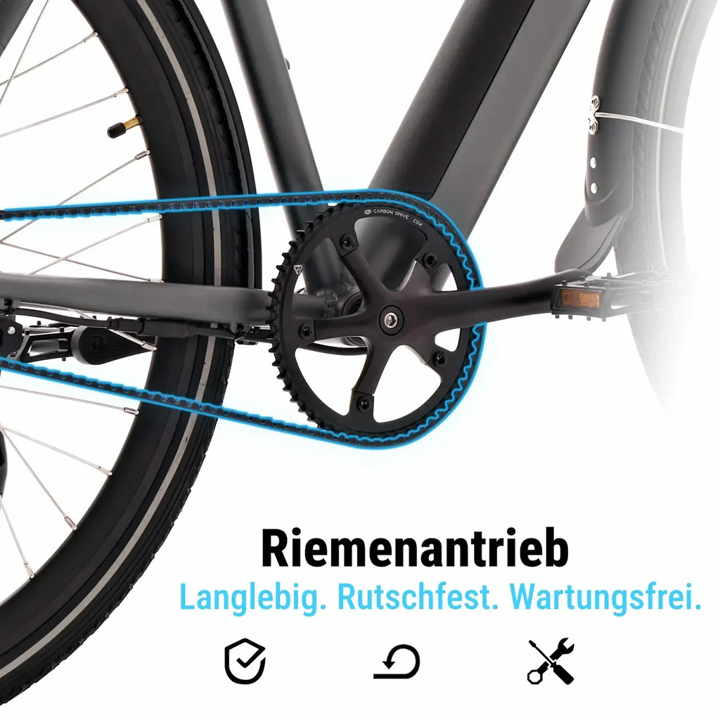 AsVIVA E-Bike BC1B – 28" Urban Citybike – napęd paskowy