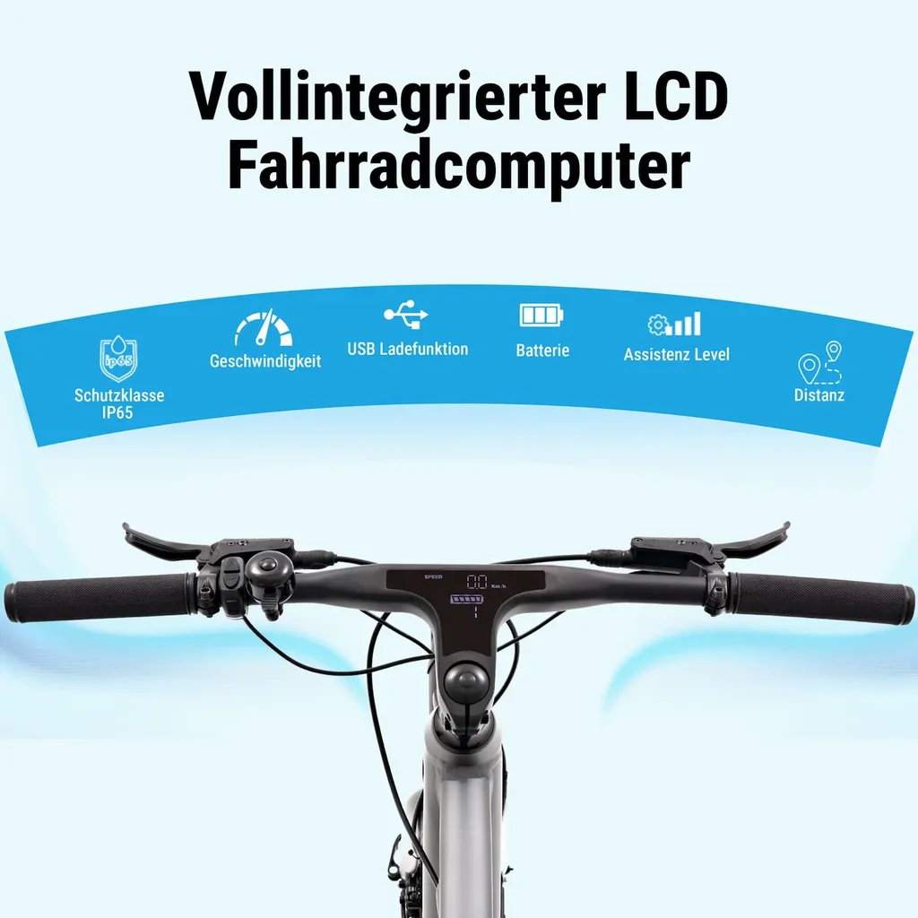 AsVIVA E-Bike BC1B – 28" Urban Citybike – wyświetlacz LCD i wyświetlacz