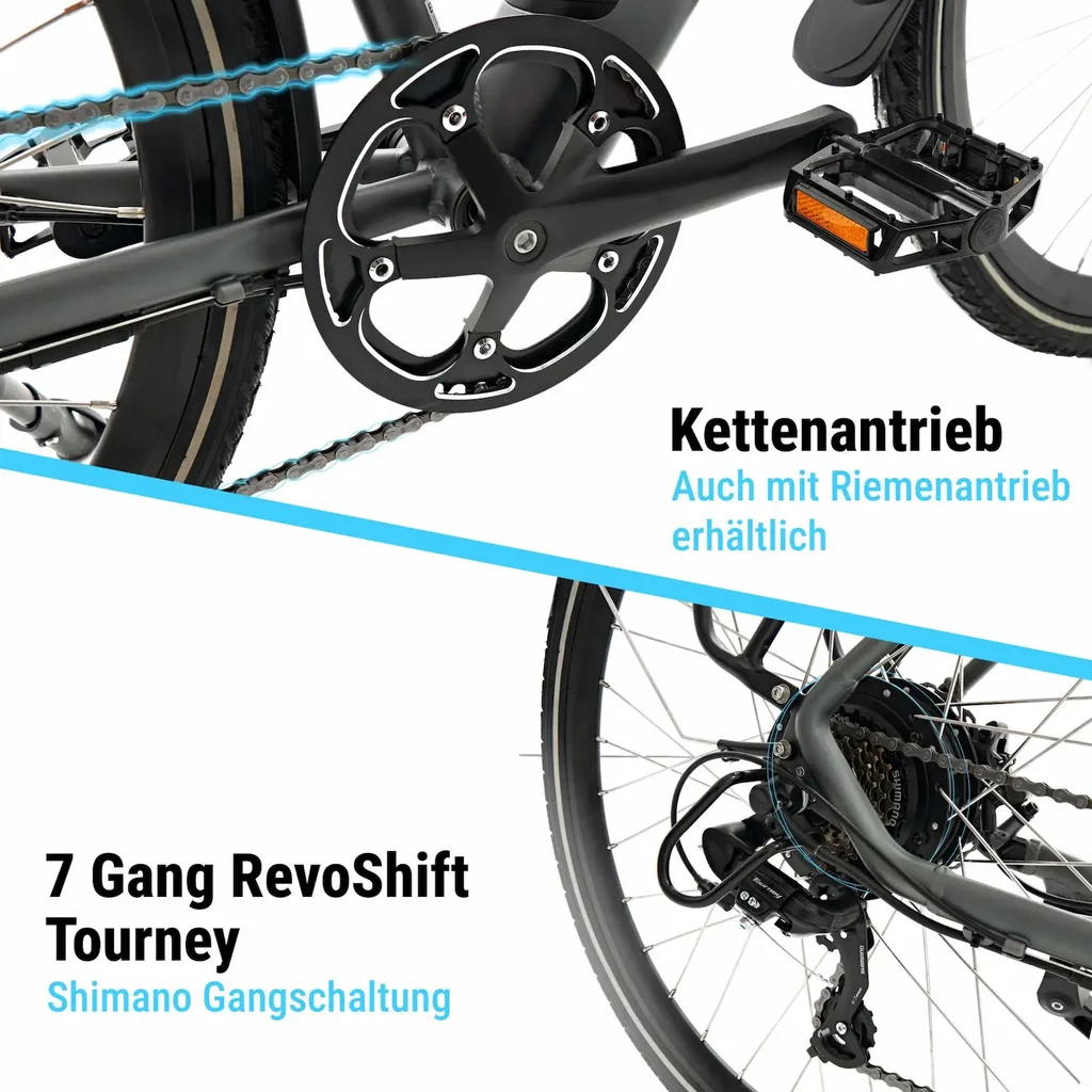 AsVIVA Urban City E-Bike BC1C – 28 cali – napęd łańcuchowy