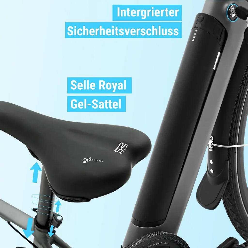 AsVIVA Urban City E-Bike BC1C – 28 cali – zamek bezpieczeństwa