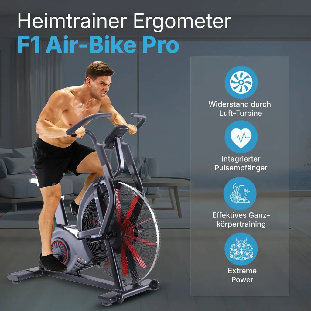 AsVIVA Air Bike, półprofesjonalny rower stacjonarny F1 – opór powietrza