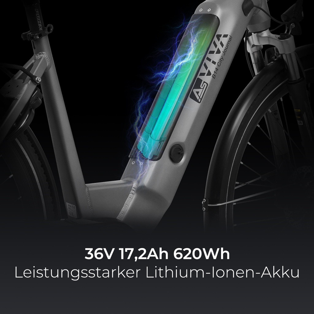 AsVIVA City E-Bike Stadtfalter B14 – Szary/Biały – Widok 3