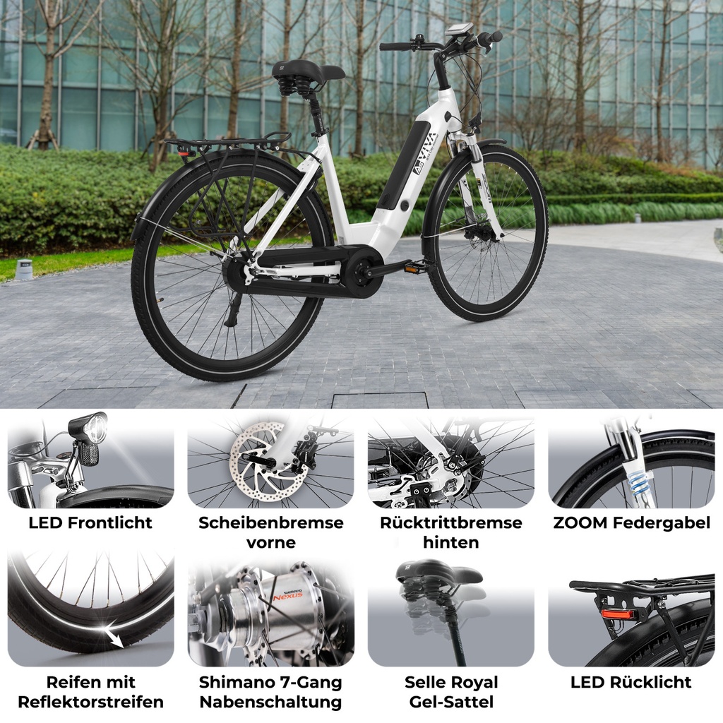 AsVIVA City E-Bike Stadtfalter B14 – Szary/Biały – Widok 2