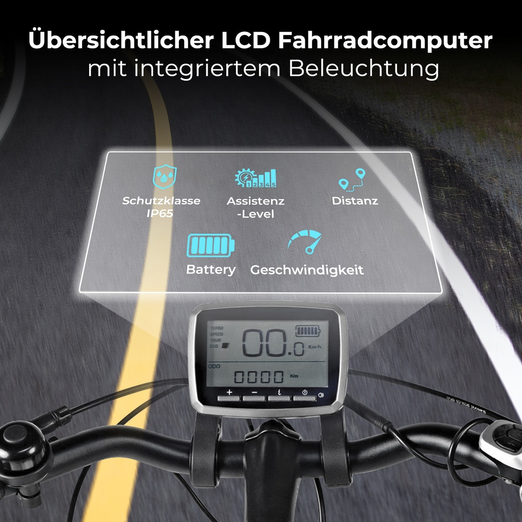 AsVIVA City E-Bike Stadtfalter B14 – Szary/Biały – Komputer pokładowy