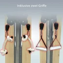 Liny i uchwyty zawarte w zestawie wyciągu linowego AsVIVA MG7 do urozmaiconego treningu siłowego