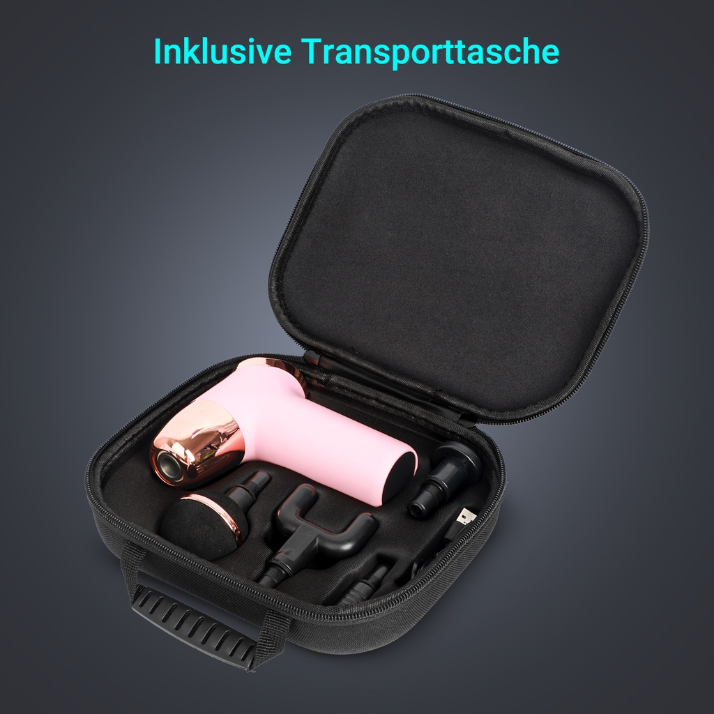 Pistolet do masażu AsVIVA MGN2, różowy (rosé) – torba transportowa