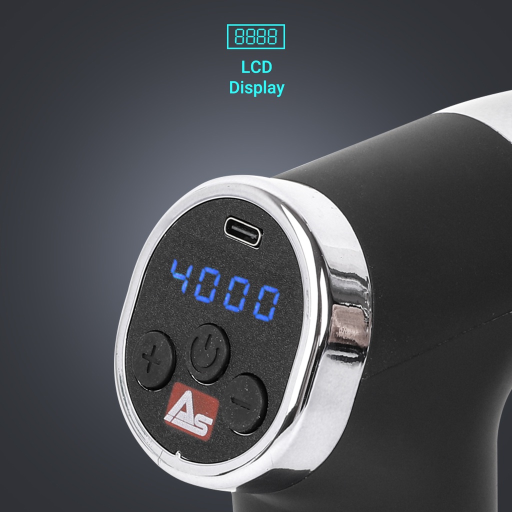 Pistolet do masażu AsVIVA MGN2, czarny – wyświetlacz LCD