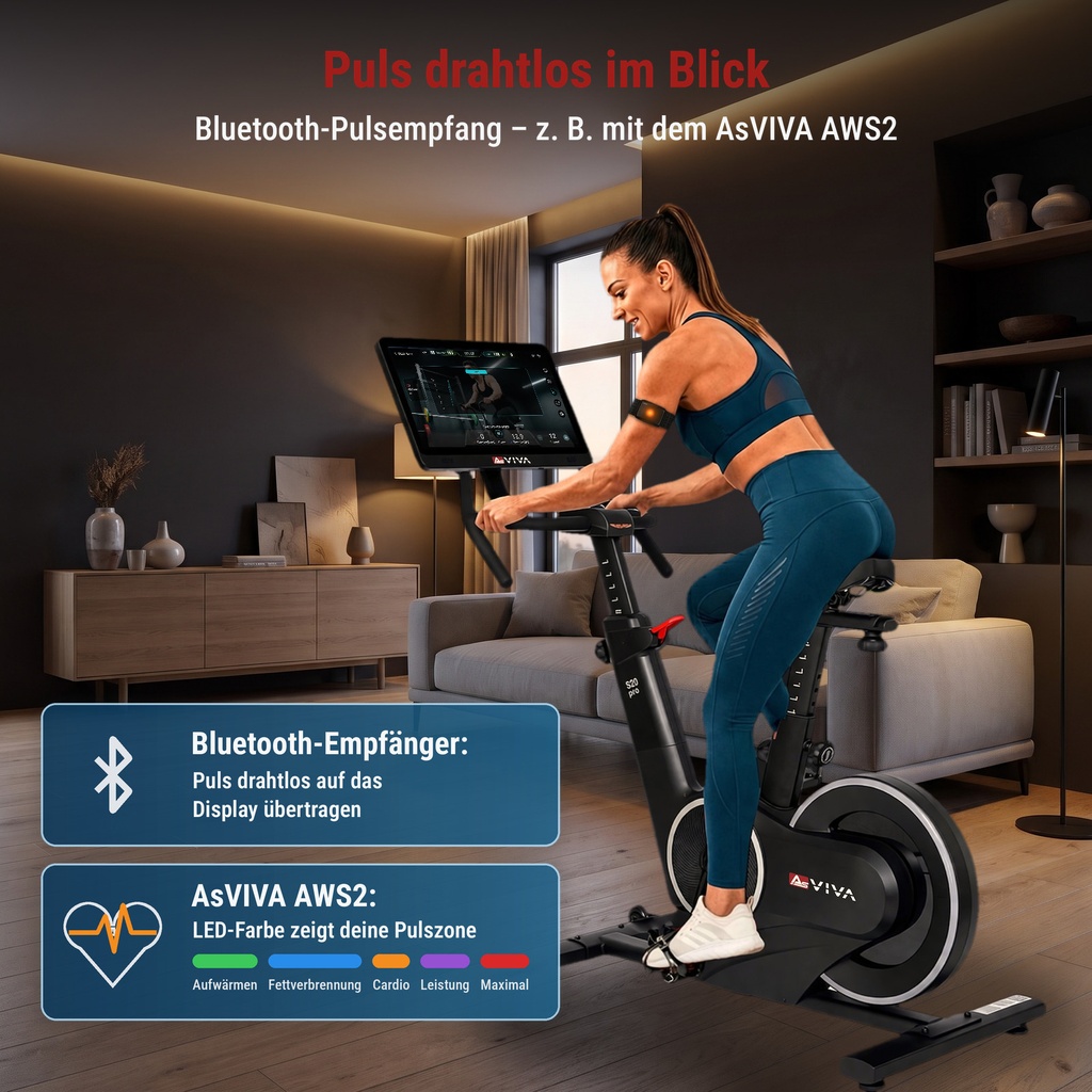 Speedbike Multimedia Studio Pro S20 – odbiór tętna przez Bluetooth z AsVIVA AWS2